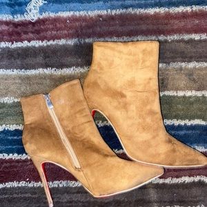 Camel nude suede Christian louboutin booties